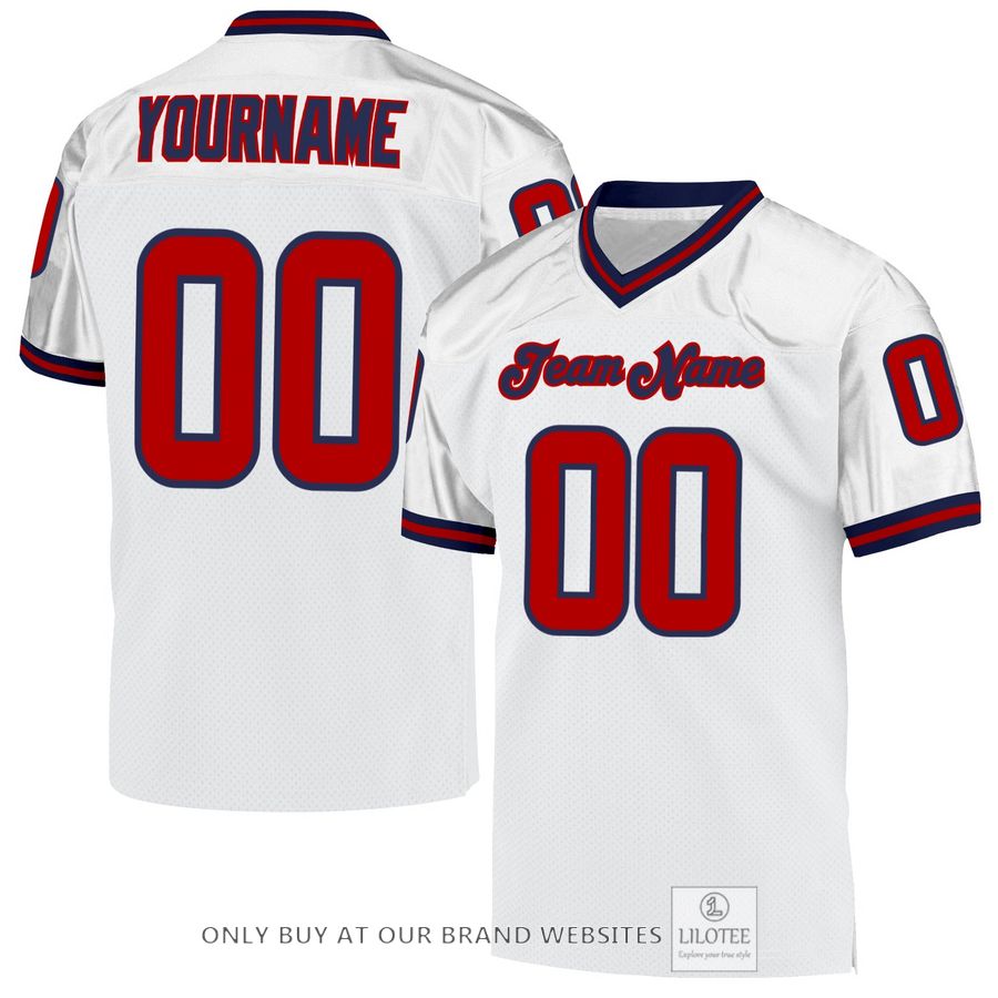 Personalized White Red-Navy Football Jersey - LIMITED EDITION 16