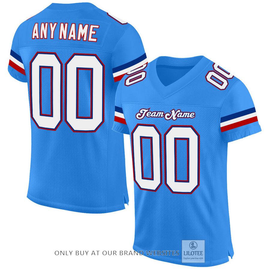 Personalized White-Red Powder Blue Football Jersey - LIMITED EDITION 16