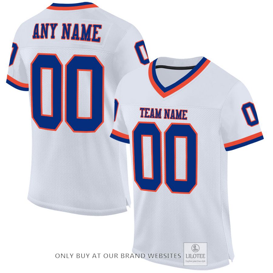 Personalized White Royal-Orange Football Jersey - LIMITED EDITION 16