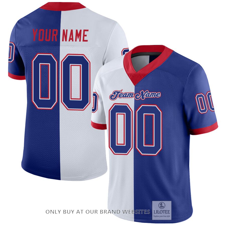 Personalized White Royal-Scarlet Mesh Split Fashion Football Jersey - LIMITED EDITION 25