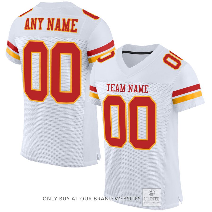 Personalized White Scarlet-Gold Football Jersey - LIMITED EDITION 16