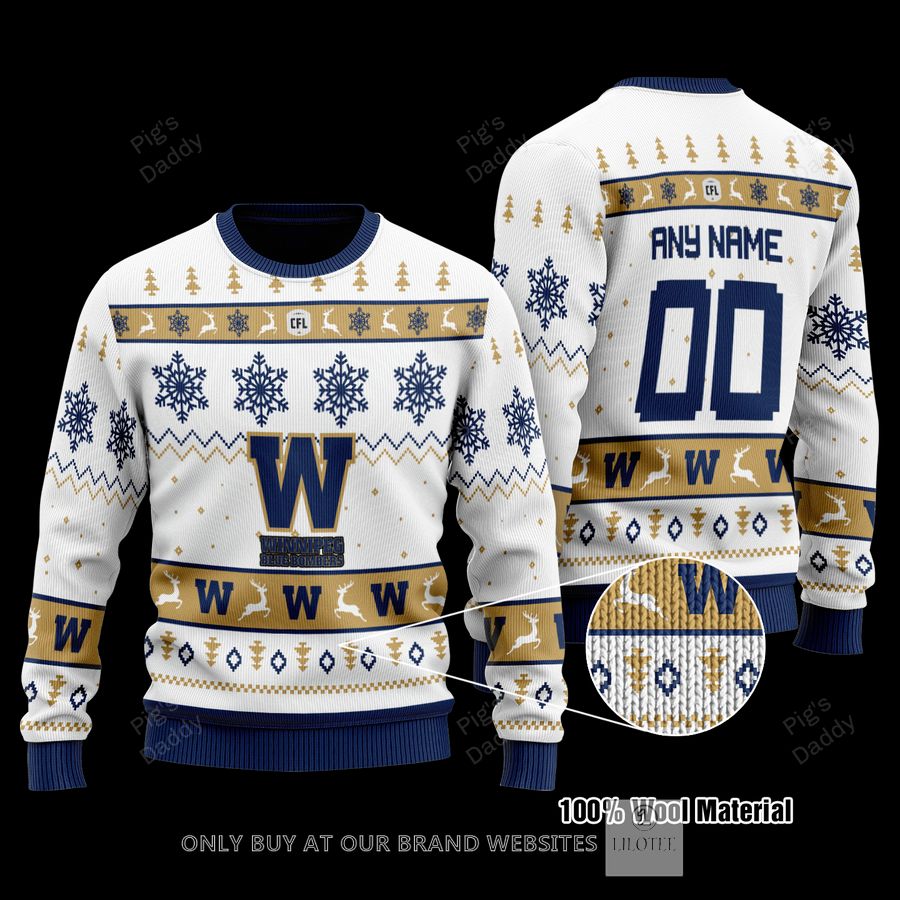 Personalized Winnipeg Blue Bombers Wool Sweater 9
