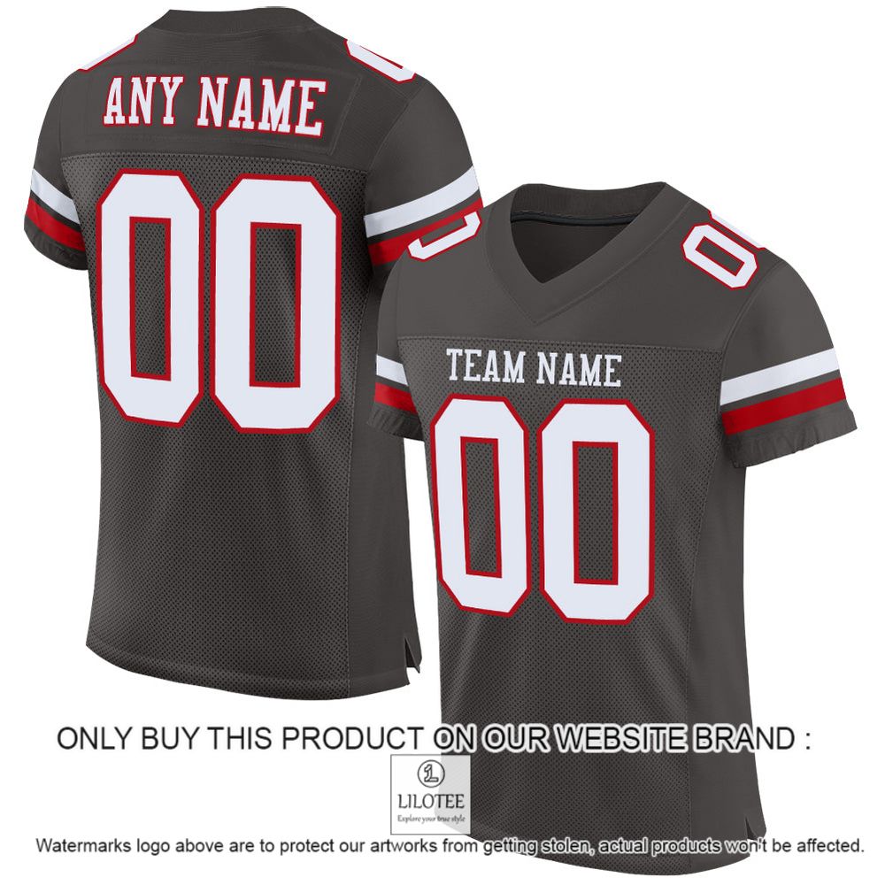 Pewter White-Red Mesh Authentic Personalized Football Jersey - LIMITED EDITION 10