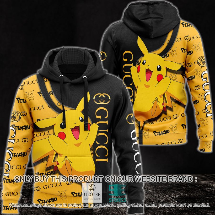 Pikachu Gucci black yellow 3D Hoodie - LIMITED EDITION 8