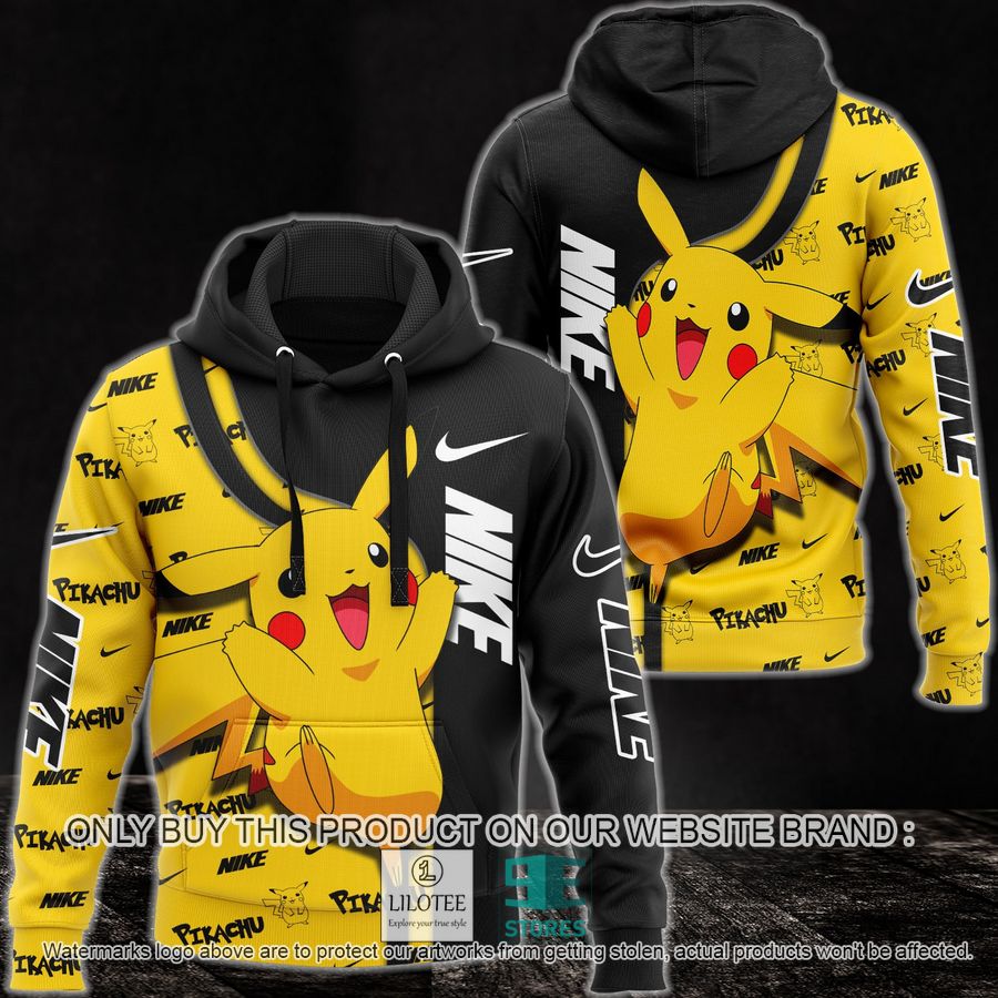 Pikachu Nike yellow black 3D Hoodie - LIMITED EDITION 8