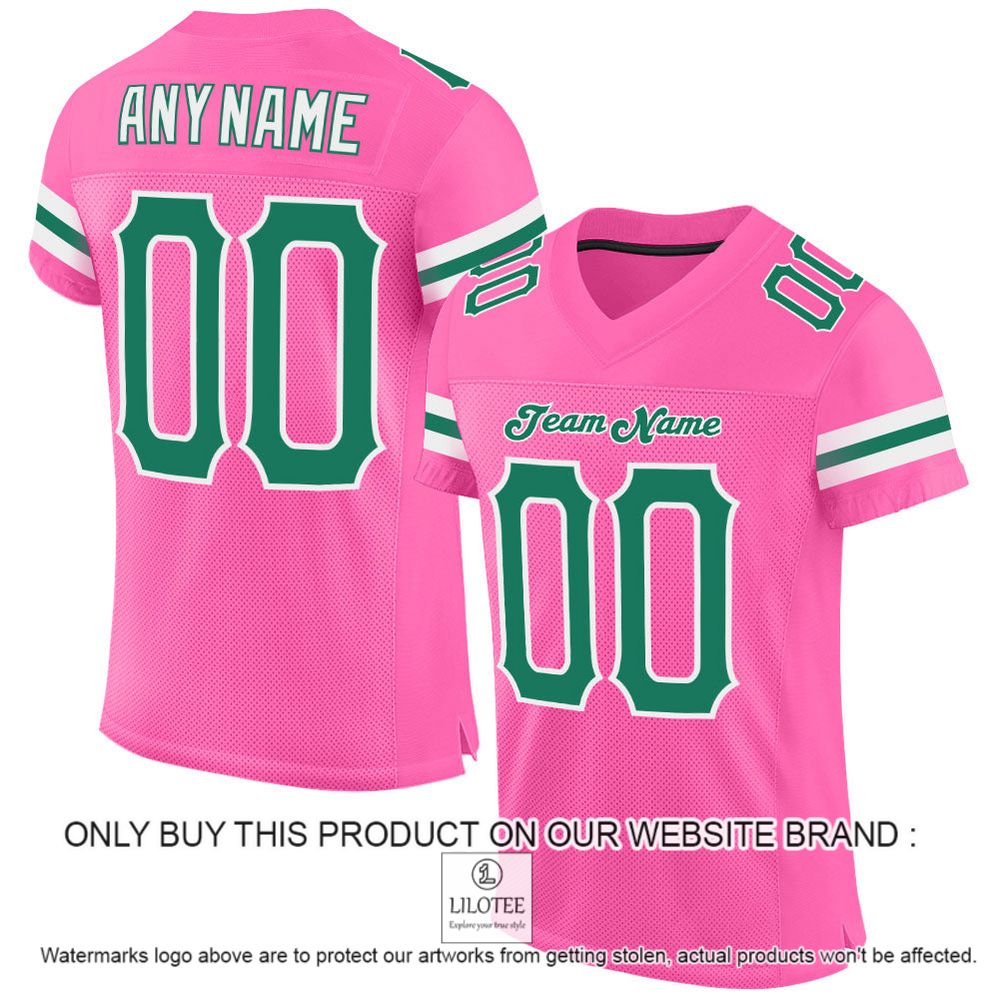 Pink Kelly Green-White Mesh Authentic Personalized Football Jersey - LIMITED EDITION 9