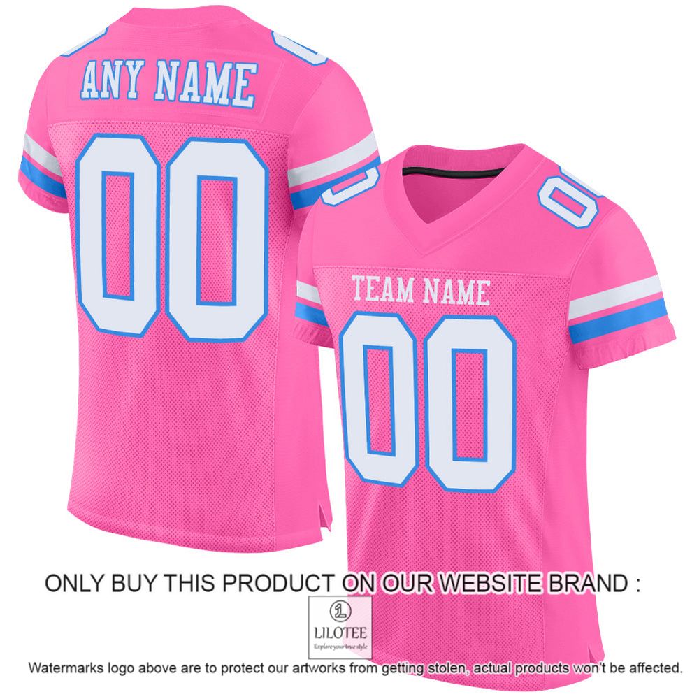 Pink White-Powder Blue Mesh Authentic Personalized Football Jersey - LIMITED EDITION 10