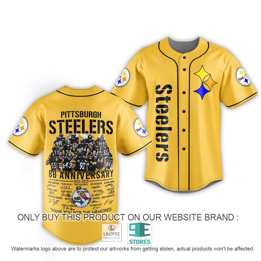 Pittsburgh Steelers 88th Anniversary Yellow Baseball Jersey 3