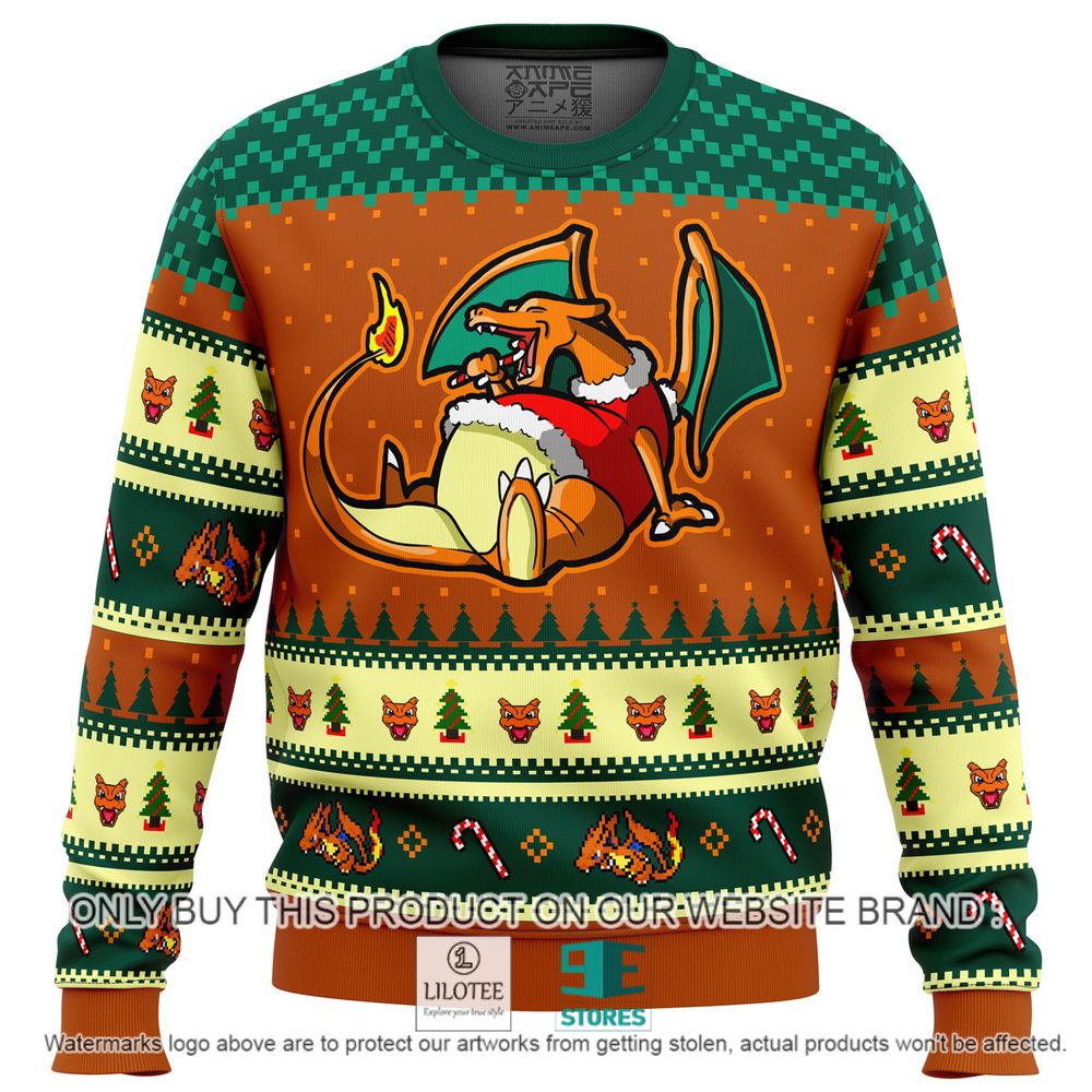 Pokemon Eating Candy Cane Charizard Christmas Sweater - LIMITED EDITION 10