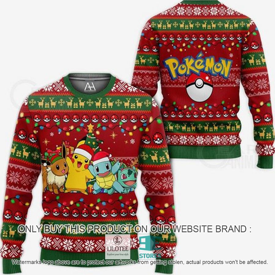 Pokemon Squirtle Eevee Bulbasaur Ugly Christmas Sweater - LIMITED EDITION 16