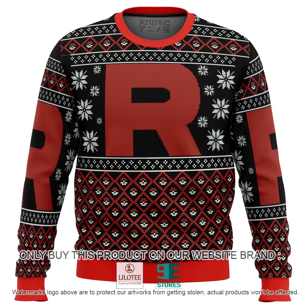 Pokemon Team Rocket Red Black Anime Ugly Christmas Sweater - LIMITED EDITION 10