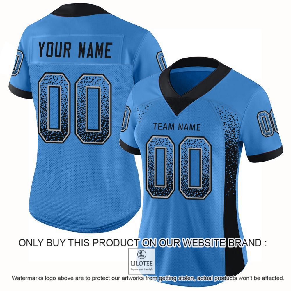 Alternative view of Powder Blue Black-Gray Mesh Drift Fashion Personalized Football Jersey - LIMITED EDITION