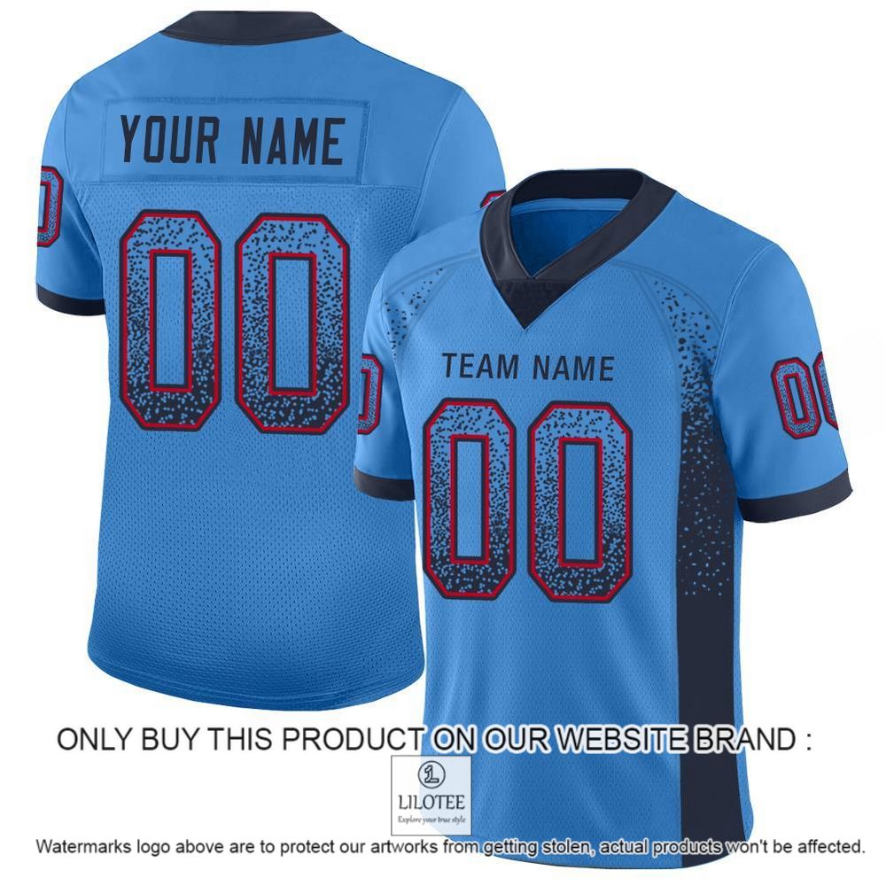 Powder Blue Navy-Red Mesh Drift Fashion Personalized Football Jersey - LIMITED EDITION 10