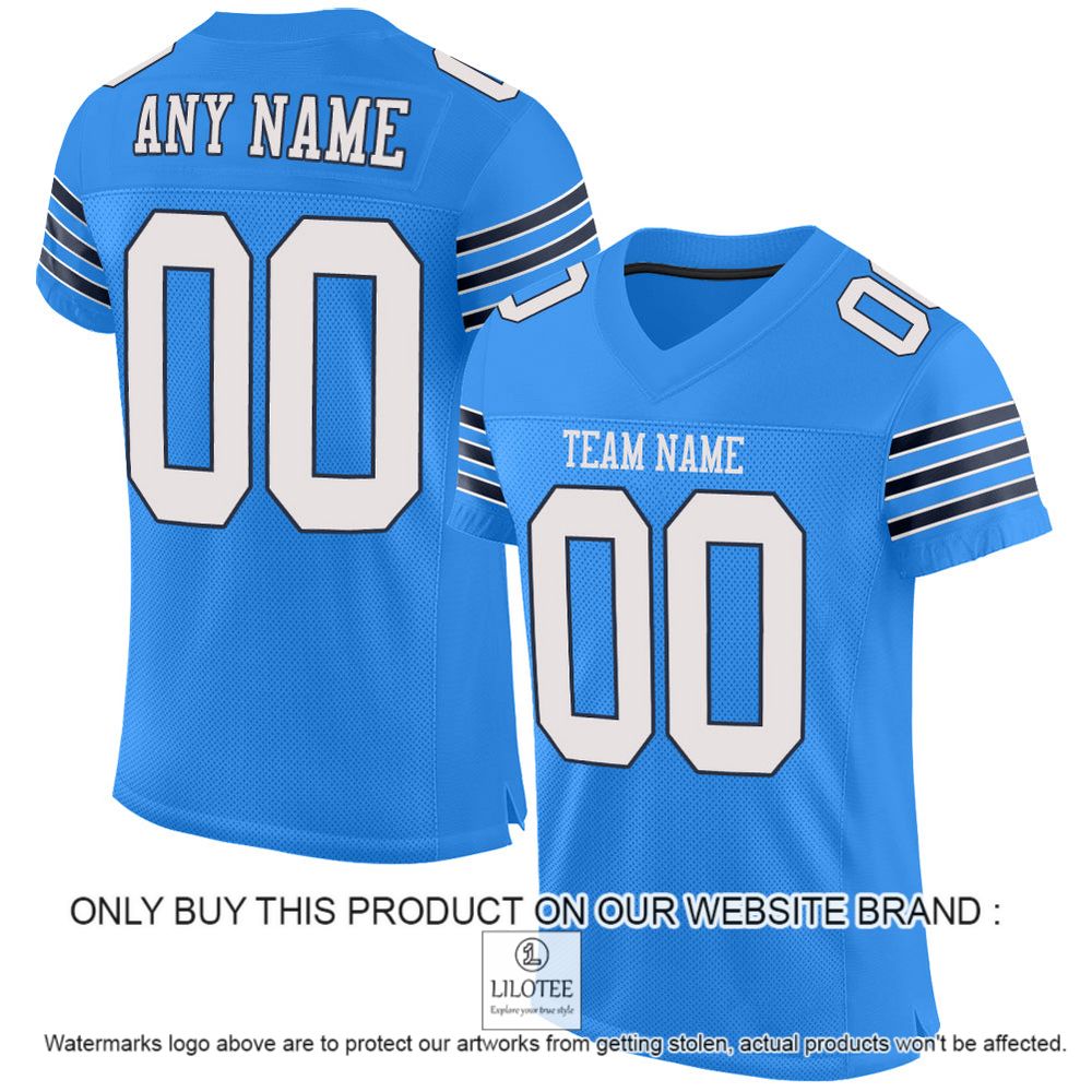 Powder Blue White-Navy Mesh Authentic Personalized Football Jersey - LIMITED EDITION 10