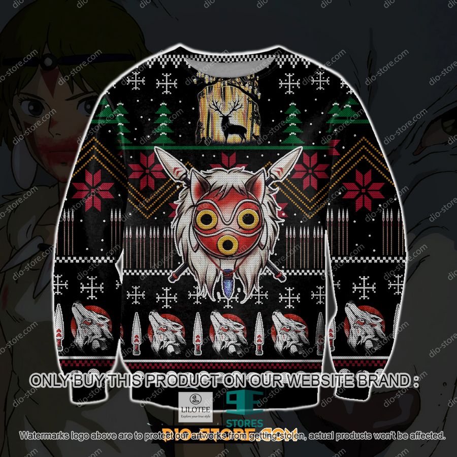 Princess Mononoke Ghibli Ugly Christmas Sweater, Sweatshirt 16