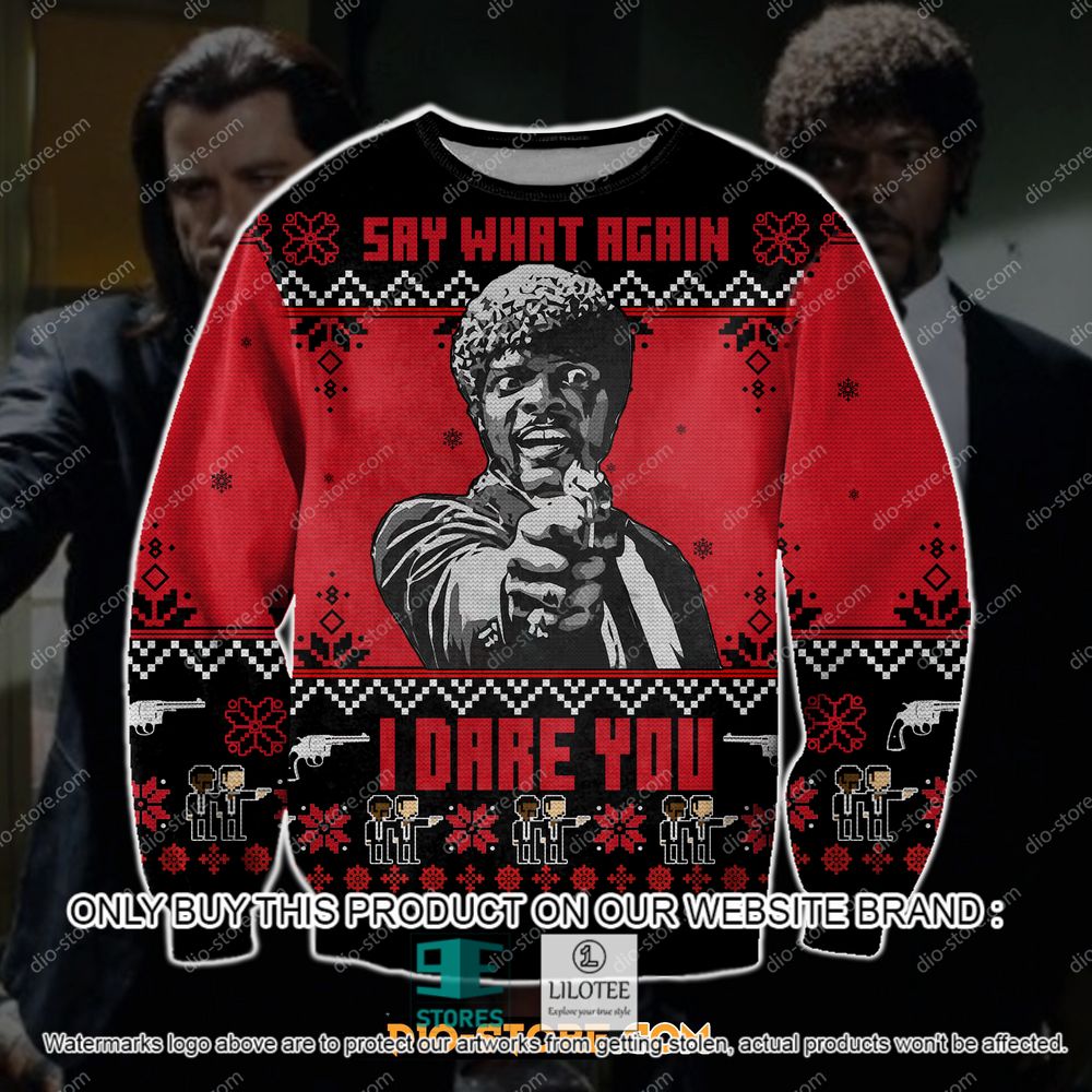 Pulp Fiction Say What Again I Dare You Christmas Ugly Sweater - LIMITED EDITION 11