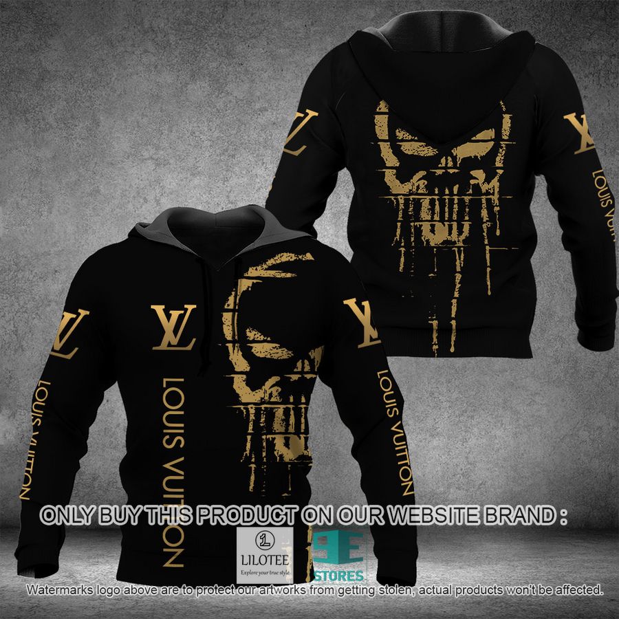 Punisher Skull Louis Vuitton black 3D Hoodie - LIMITED EDITION 9