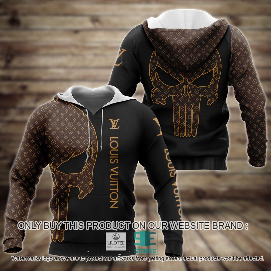 Punisher Skull Louis Vuitton Brown 3D All Over Print Hoodie 8