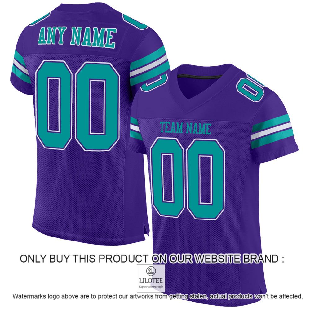 Purple Aqua-White Color Mesh Authentic Personalized Football Jersey - LIMITED EDITION 10