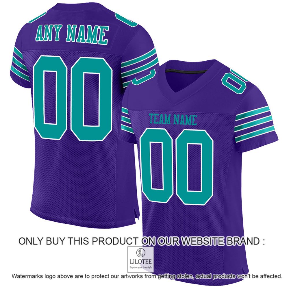 Purple Aqua-White Mesh Authentic Personalized Football Jersey - LIMITED EDITION 11