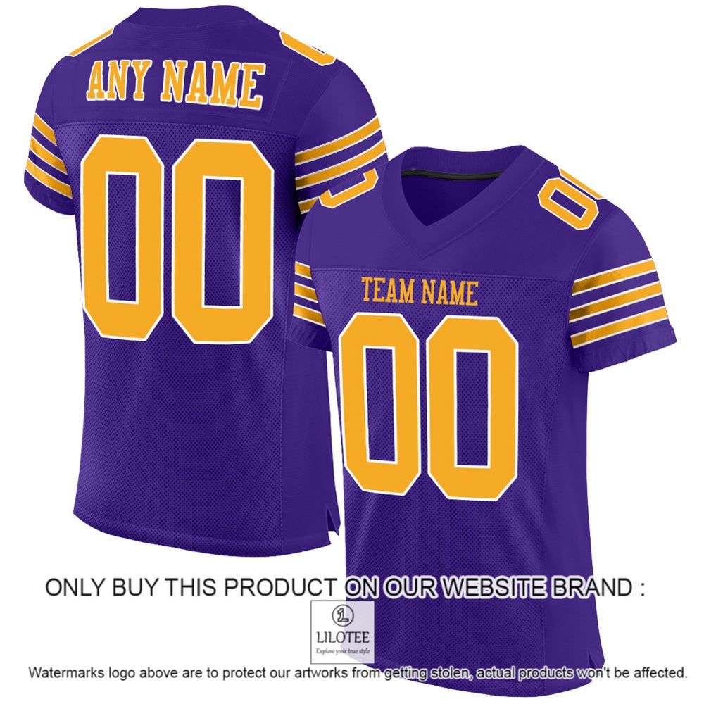 Purple Gold-White Color Mesh Authentic Personalized Football Jersey - LIMITED EDITION 11