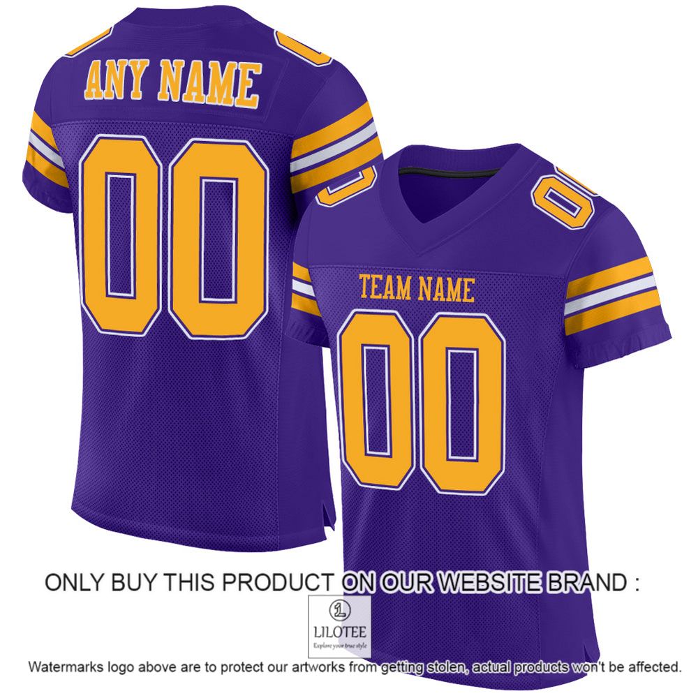 Purple Gold-White Mesh Authentic Personalized Football Jersey - LIMITED EDITION 11