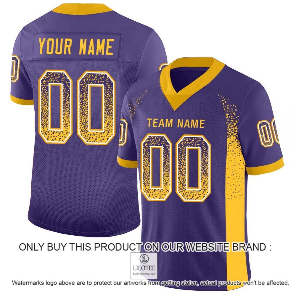 Purple Gold-White Mesh Drift Fashion Personalized Football Jersey - LIMITED EDITION 10