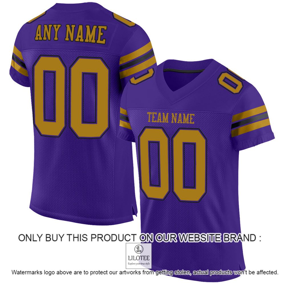 Purple Old Gold-Black Mesh Authentic Personalized Football Jersey - LIMITED EDITION 11