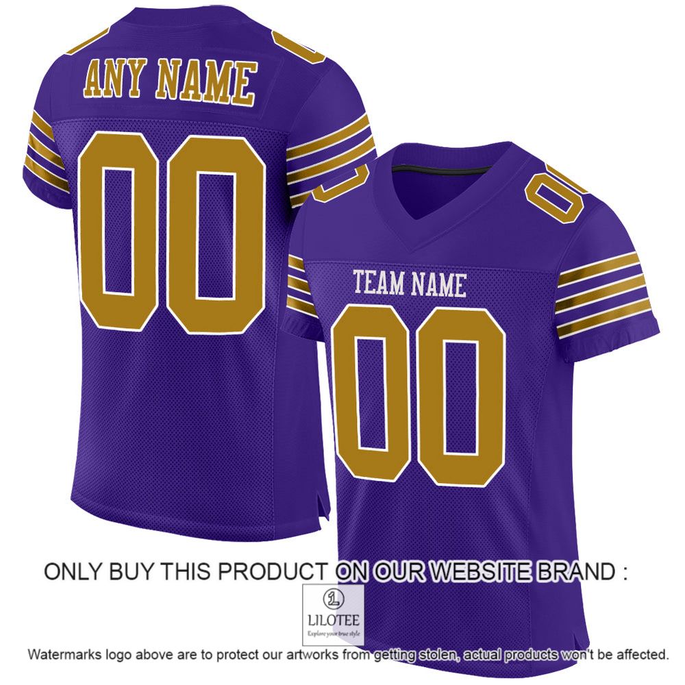 Purple Old Gold-White Color Mesh Authentic Personalized Football Jersey - LIMITED EDITION 9