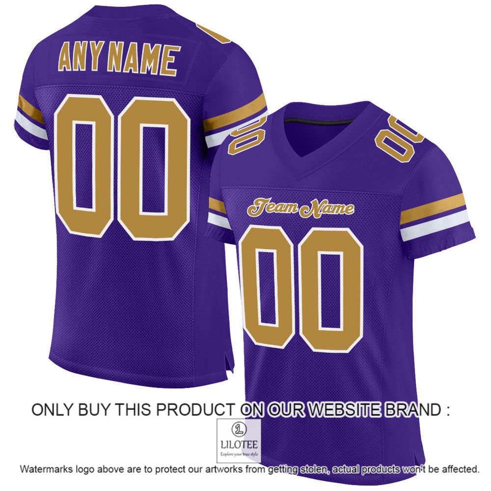Purple Old Gold-White Mesh Authentic Personalized Football Jersey - LIMITED EDITION 13