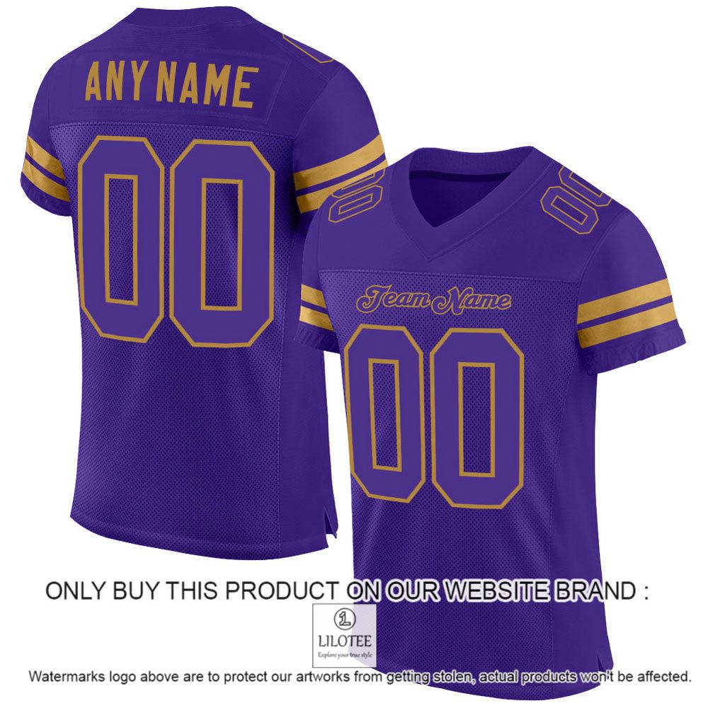 Purple Purple-Old Gold Mesh Authentic Personalized Football Jersey - LIMITED EDITION 11