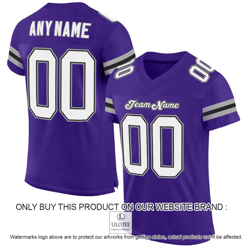 Purple White-Gray Color Mesh Authentic Personalized Football Jersey - LIMITED EDITION 13