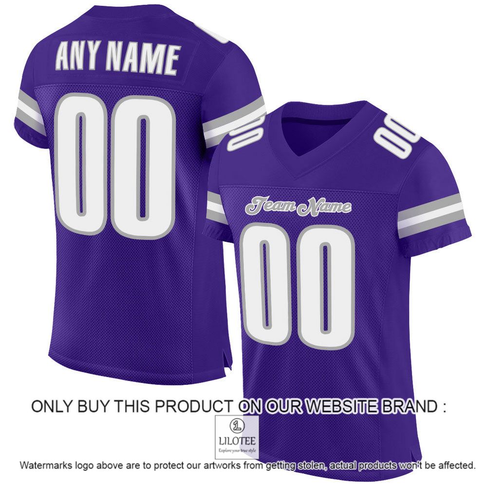 Purple White-Gray Mesh Authentic Personalized Football Jersey - LIMITED EDITION 12