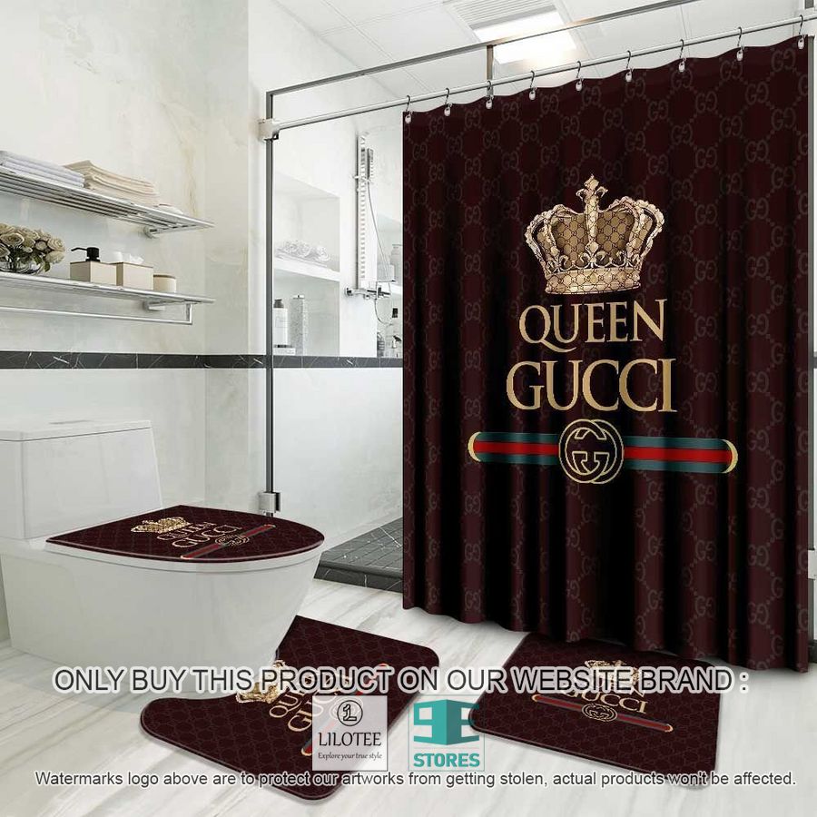 Queen Gucci dark red Shower Curtain Sets - LIMITED EDITION 9