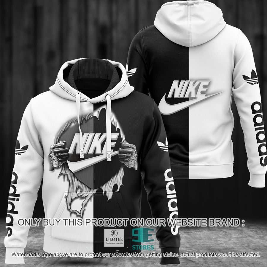 Hands 3d illusion Nike Adidas White 3D All Over Print Hoodie 9
