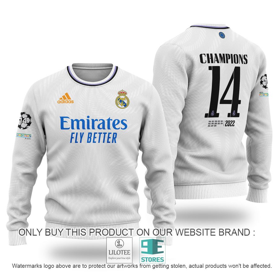 Real Madrid FC Champions 14 white Sweater - LIMITED EDITION 8