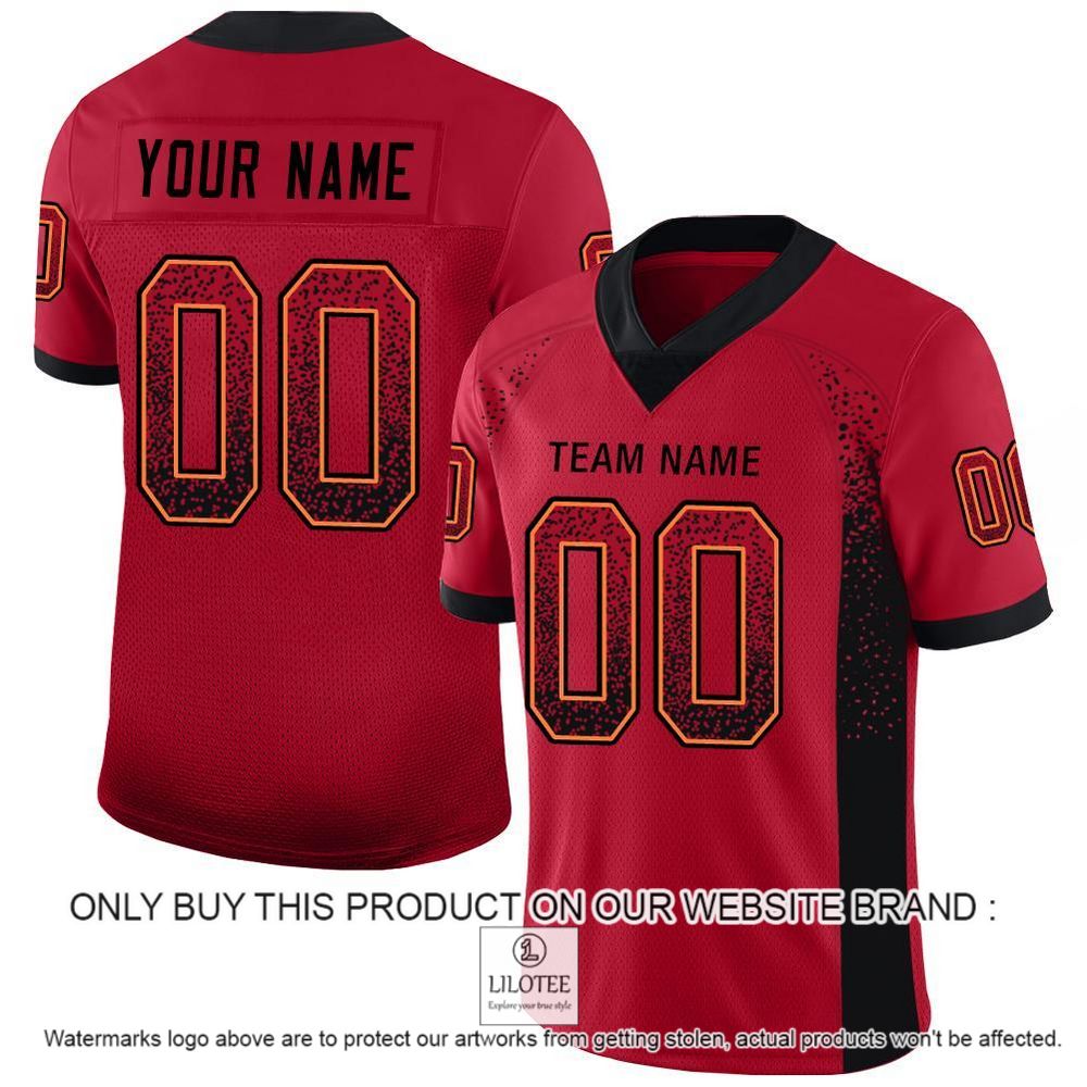 Red Black-Orange Mesh Drift Fashion Personalized Football Jersey - LIMITED EDITION 10