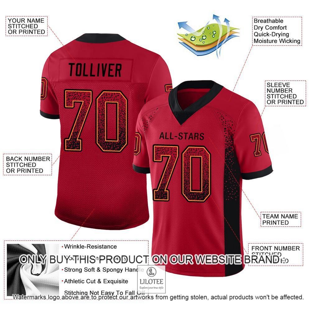 Red Black-Orange Mesh Drift Fashion Personalized Football Jersey - LIMITED EDITION 4 Red Black-Orange Mesh Drift Fashion Personalized Football Jersey - LIMITED EDITION - Image 4