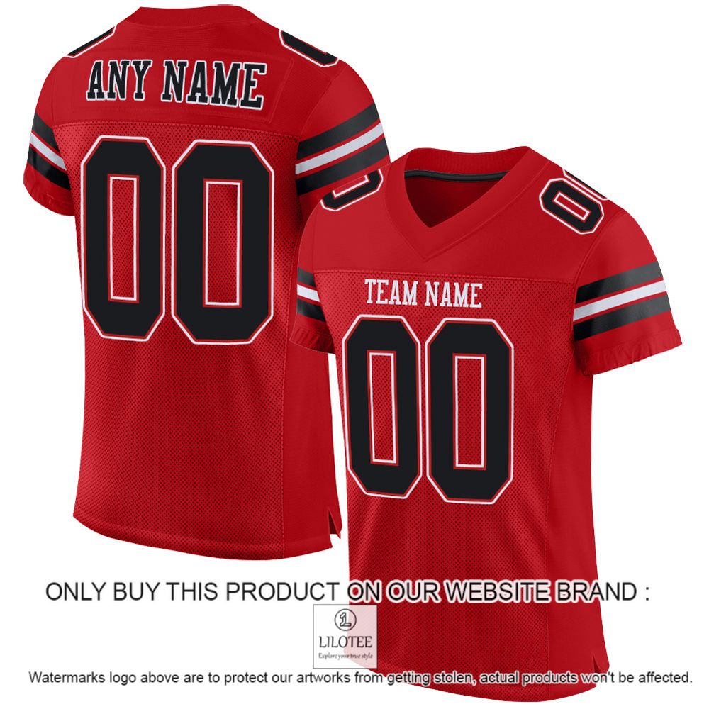 Red Black-White Color Mesh Authentic Personalized Football Jersey - LIMITED EDITION 11