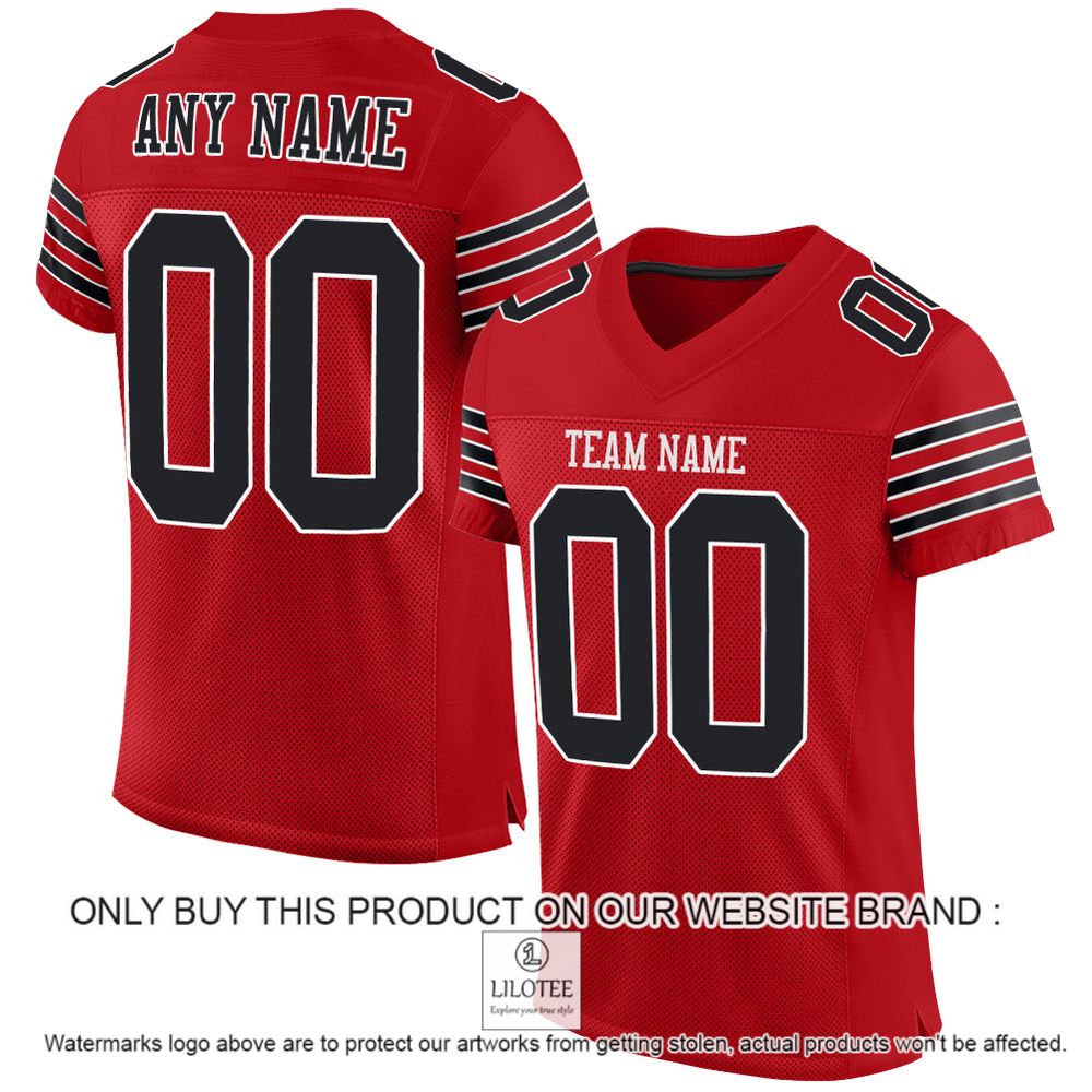 Red Black-White Mesh Authentic Personalized Football Jersey - LIMITED EDITION 10