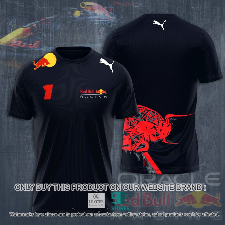 Red Bull Racing 1 Black 3D T-Shirt 9