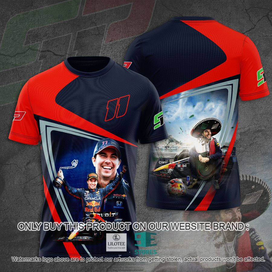 Red Bull Racing Claro Navy Red 3D T-Shirt 9