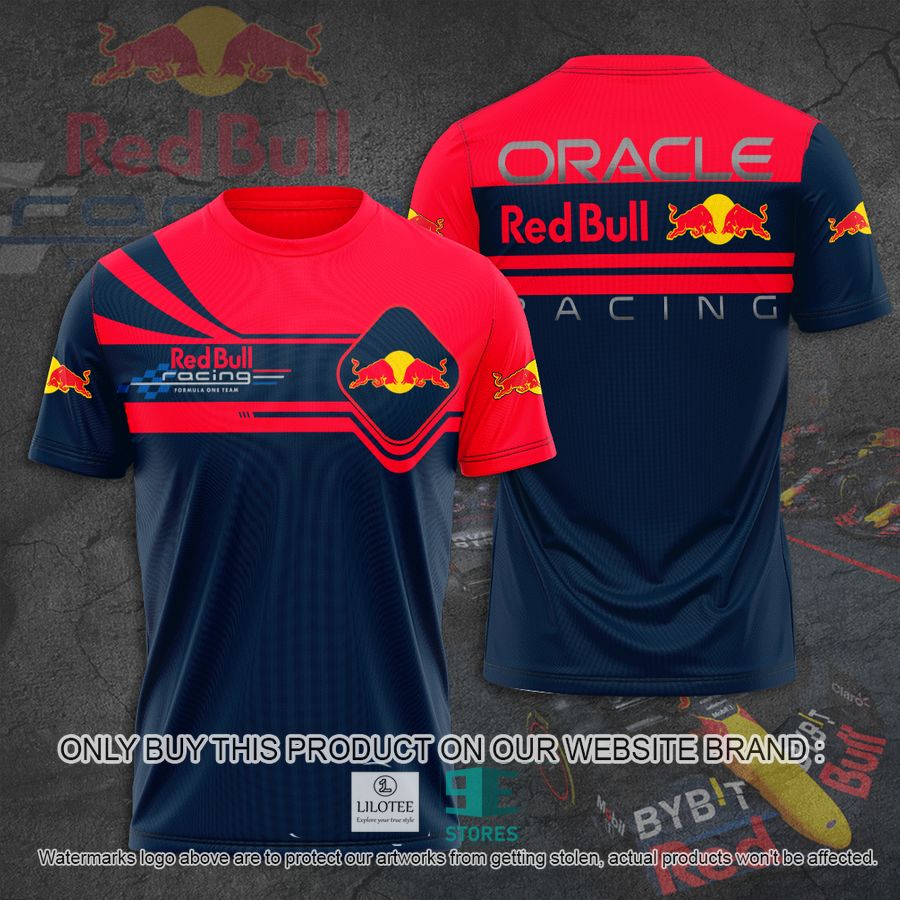 Red Bull Racing Formula One Team navy Red 3D T- Shirt 8