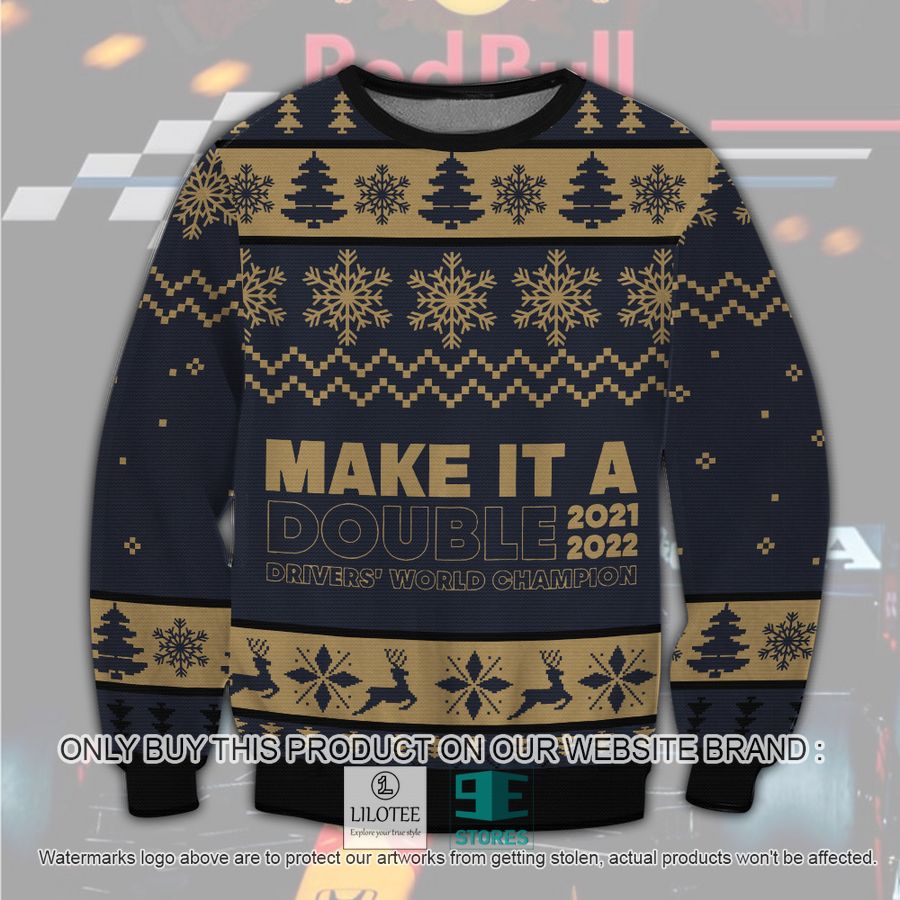 Red Bull Racing Make It A Double Drivers' World Champion Ugly Christmas Sweater - LIMITED EDITION 9