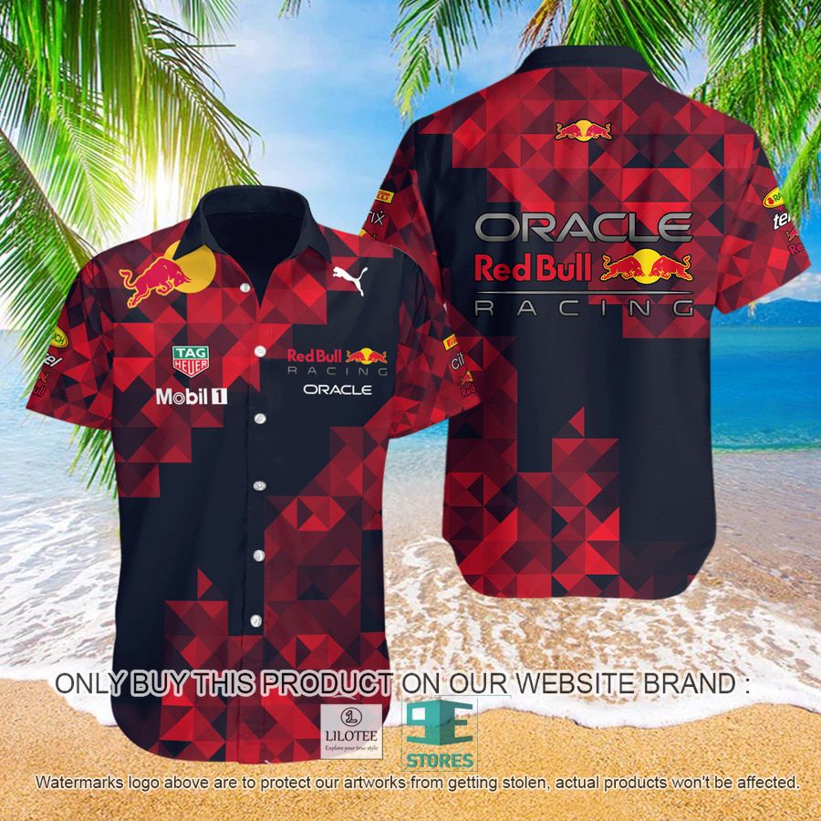 Red Bull Racing Mirror Illusion Black Red Hawaiian Shirt 8