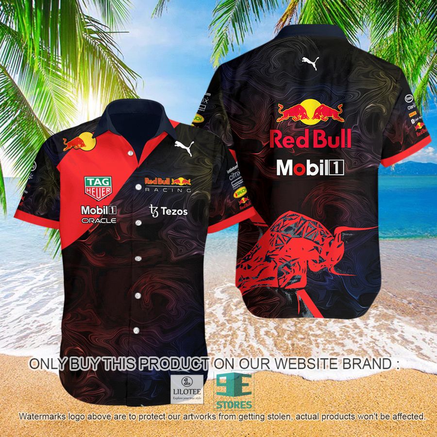 Red Bull Racing Tezos Black Red Hawaiian Shirt 8