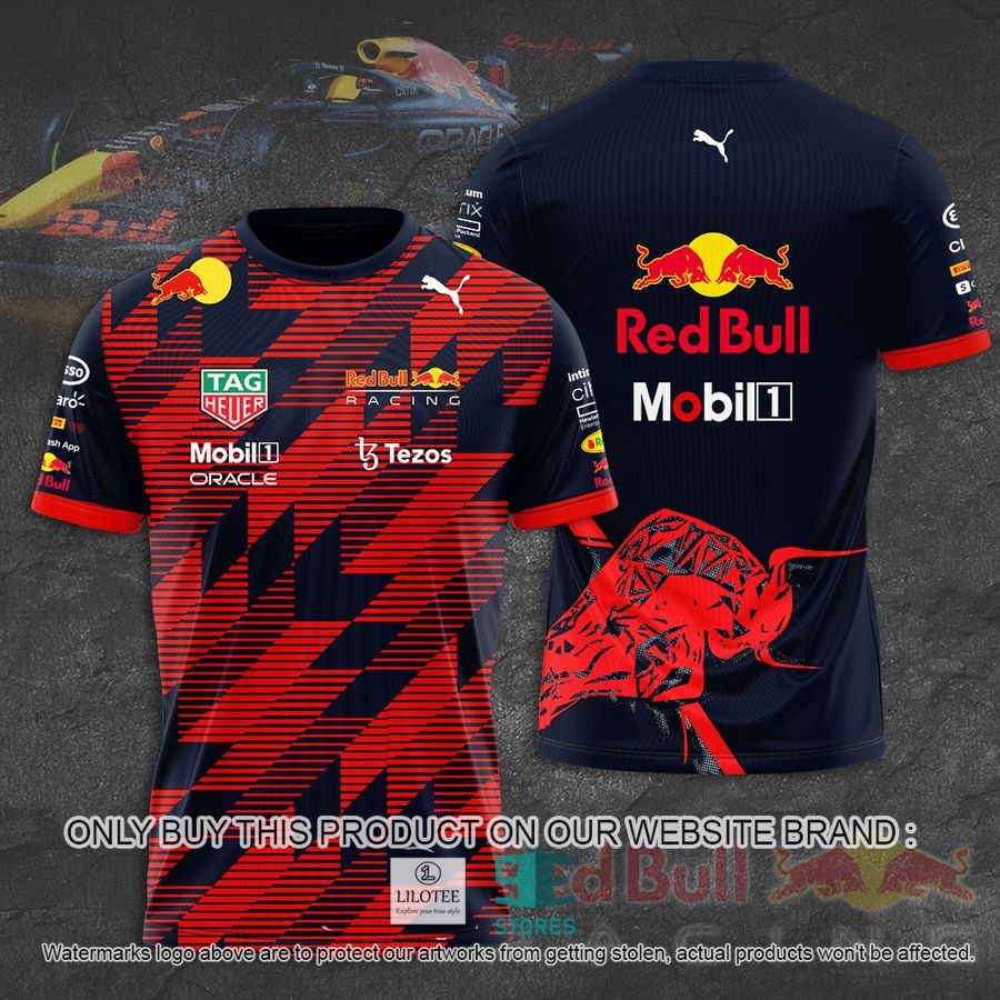 Red Bull Racing Tezos Navy Red 3D T-Shirt 8