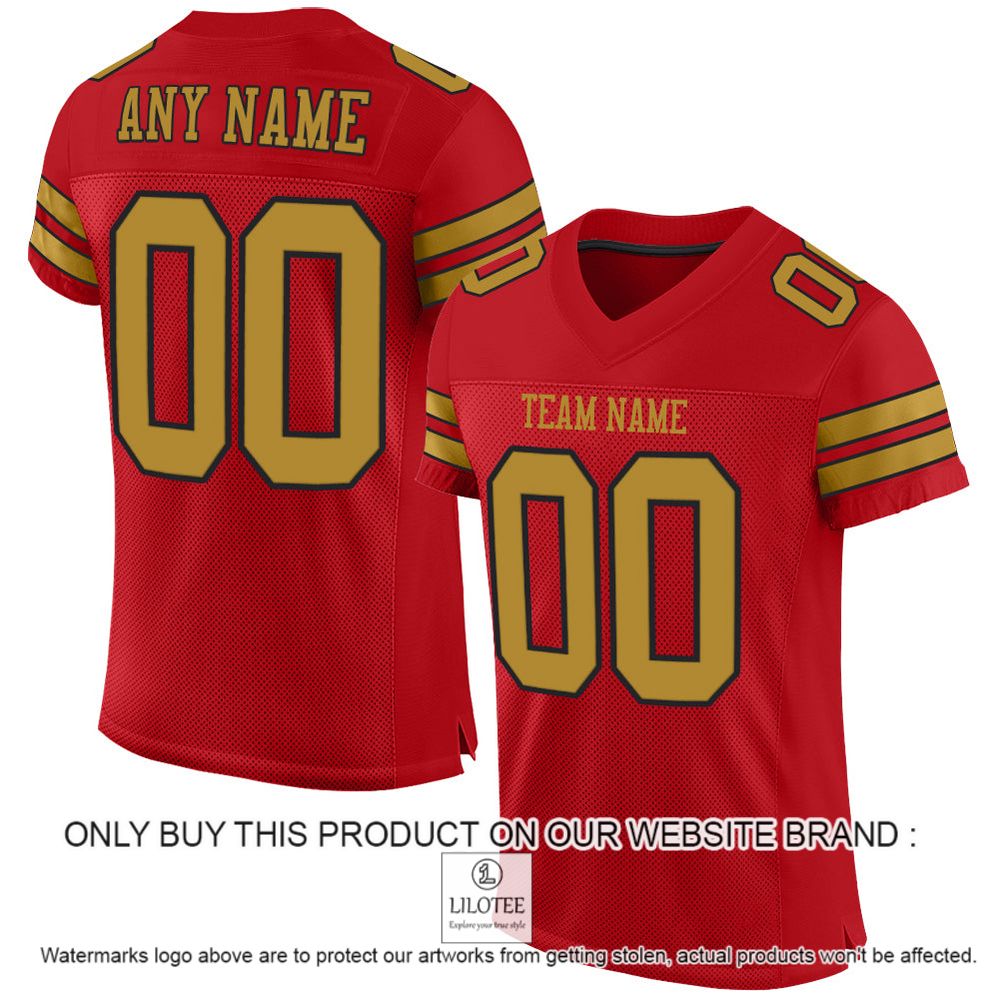 Red Old Gold-Black Mesh Authentic Personalized Football Jersey - LIMITED EDITION 10