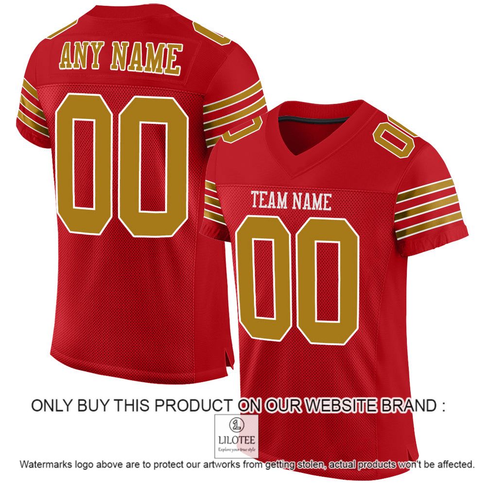 Red Old Gold-White Color Mesh Authentic Personalized Football Jersey - LIMITED EDITION 10