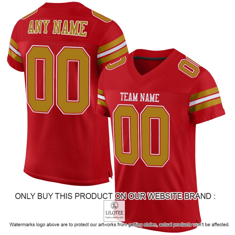 Red Old Gold-White Mesh Authentic Personalized Football Jersey - LIMITED EDITION 10